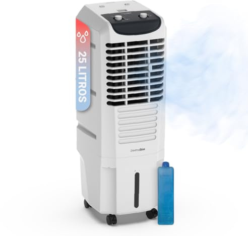 UNIVERSALBLUE Climatizador Evaporativo Portátil 25L – 120W, 4000 m³/h, 3 Velocidades, 2 Modos de Enfriamiento, Oscilación Automática, Depósito de Agua, Bajo Consumo, para Estancias hasta 15 m²