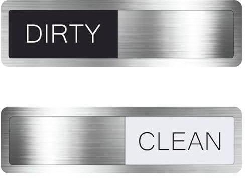 BQMEZRNUS Clean Dirty Dishwasher Magnet, Sliding Sign | Easy-to-read bold font, adhesive for non-magnetic dishwashers, no-scratch clean/dirty reminder sign