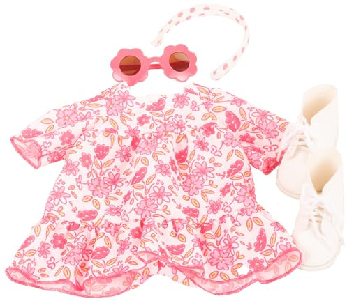 Götz 3403554 Kombination Sommerblume – Puppenbekleidung Gr. XL – 5 teiliges Bekleidungs – und Zubehörset für Stehpuppen 45 – 50 cm