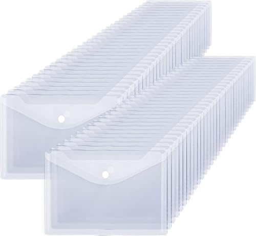DAJAVE 40 Stück Dokumententasche A5 Transparent mit Druckknopf Wasserdicht für Papier, Quittungen, Datei