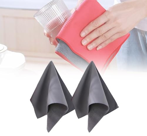Paquete de 2 paños de limpieza ultraabsorbentes, toalla de microfibra de terciopelo coral de gamuza, toalla de secado for coche, perfecta for limpiar cristales de motocicletas, caravanas y barcos.(Gra