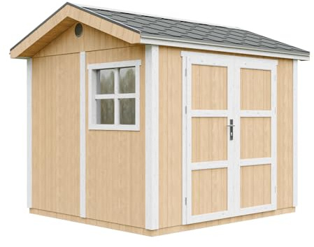 Casetta da giardino di qualità premium 5,9 m² - H252x250x294 cm - Costruzione in pannelli LP Smartside - Con pavimento e Tegole Bituminose - Timbela M913A-HARVEST HONEY