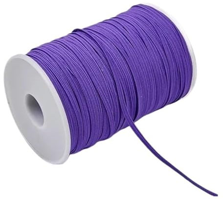 Banda elástica de goma de colores de 3 mm y 6 mm for coser, cinta elástica de licra, adorno for tela, accesorios de bricolaje for prendas de vestir, elástica for coser.(Dark Purple,6mm 100yards)