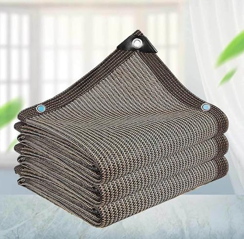 Tenda da Sole per Esterno Telo Ombreggiante con Occhielli, Tenda Vela Telo Vela Ombra Anti-UV 90% Permeabile Tessuto Ombreggiante Traforato Esterno/Cortile/Balcone/Patio/Giardino,brown-4x7m
