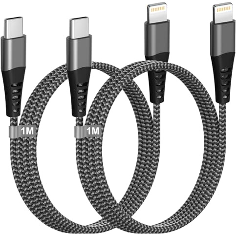 Câble iPhone USB C 1M 2Pack, Cable USB C iPhone Charge Rapide [Certifié Apple MFi] Câble USB C vers Lightning Cable Chargeur iPad Câble Lightning USB C Cordon pour iPhone 14 Pro Max/14 Plus/13/12/1