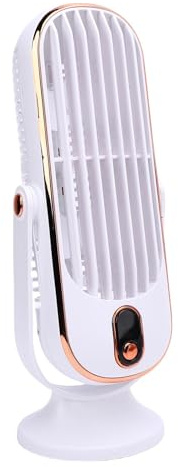 VBESTLIFE Ventilateur de Bureau, USB Type C Rechargeable, 5 Vitesses Réglables et Affichage LED, Rotation de 180 °, Ventilateur Portable pour le Camping, Voyager (WHITE)