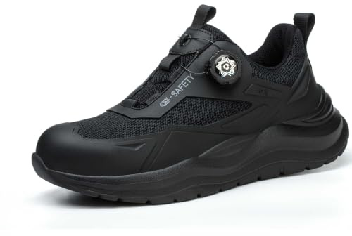 DYISOFY Steel Toe Cap Safety Trainers Men Women Lightweight, Black, UK 8.5