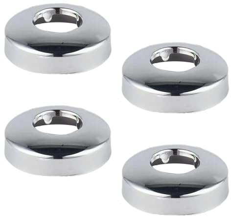 4 Pack Stainless Steel Flange Covers - 21mm ID, 50mm OD, 12/8mm H - Kitchen Pipe Collars - Wall Hole Escutcheon Plate for Shower Arm, Valve, Faucet, Pipe