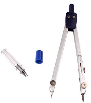 Jeffergarden Professioneller Kompass, Zeichenwerkzeug für Metallgeometrie, Präzises Zeichnen mit 2 Ersatzminen, Ideal für Studenten und Designer, 17,4 cm Größe