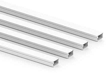 Habengut Clip-Kabelkanal (mit Schaumklebeband) 7x12 mm aus PVC, Farbe: Weiß, Länge 4 m (4 x 1 m Länge)