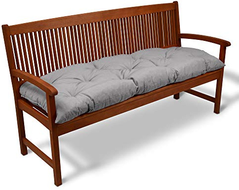 Beautissu Coussin pour banc Flair BK 150 x 50 x 10 cm Confortable rembourré Banc de jardin/Balançoire Hollywood Gris clair