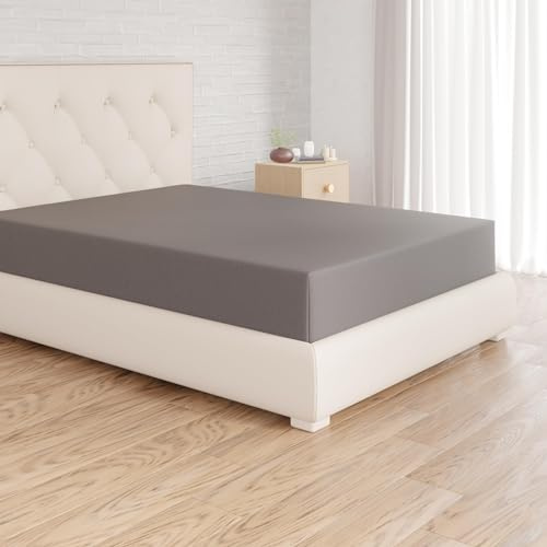 Amazon Basics Jersey Spannbettlaken, 100% Baumwolle, Spannbetttuch - Matratzenhöhe bis 30 cm, 90 x 200 cm, Dunkelgrau