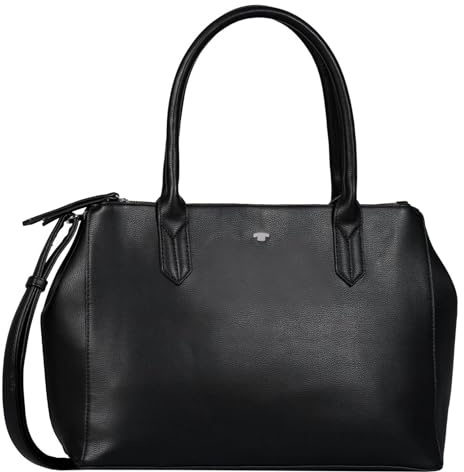 TOM TAILOR Roma Damen Shopper Umhängetasche Reißverschluss Mittelgroß Schwarz