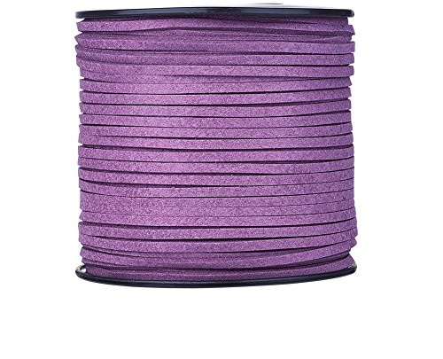 Beadthoven - Cordoncino piatto in finta pelle scamosciata, 3 mm, per perline in pizzo con rocchetto per gioielli fai da te, per creare collane, bracciali, collane, colore: viola