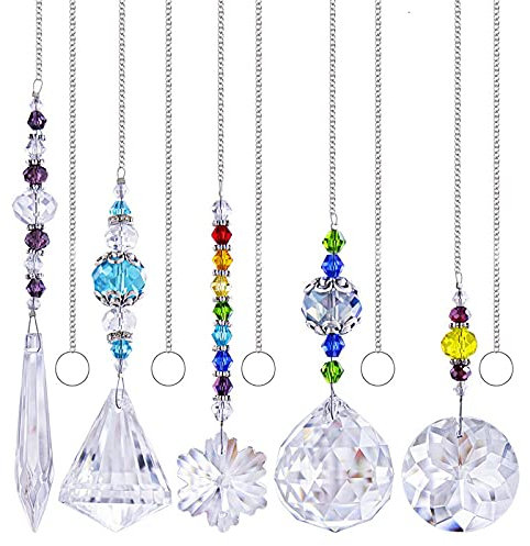YFCTLM Cazador de Sol Chandelier SunCatchers Vidrio Rainbow Colgando SunCatcher Window Sun Catcher Regalo, Paquete de 5