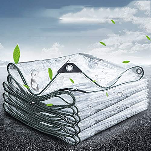 Wasserdicht Transparente Plane,0,35mm Dicke,Stabil Flexibel,Breit für Innen und Außenbereich Meterware,Faltbar PVC-Material Vordächer mit Ösen,Balkon,Vorhang,Sonnenschutz Tarp (1.7x3m/5.6x9.8ft)