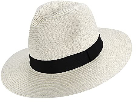 Chapter seven Panamahut, rollbarer UV-Sonnenhut, Strohhut, Fedora-Hut, Strand-Sommerhut (Beige-B)