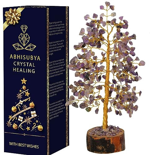 ABHISUBYA Amethyst Lebensbaum - Kristalle Und Edelsteine - Chakrastein - Geldbaum - Kristallheilstein - Bonsaibaum - Feng Shui Dekor - Chakrastein - Spirituelle Gaben
