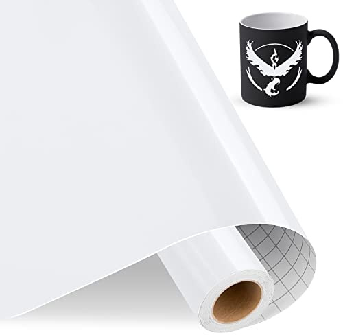 IModeur Vinylfolie Plotter Weiß, 30.5cm x 457.5 cm Glänzend Weiß Plotterfolie Vinyl für Silhouette Cameo, die meisten Schneidemaschine