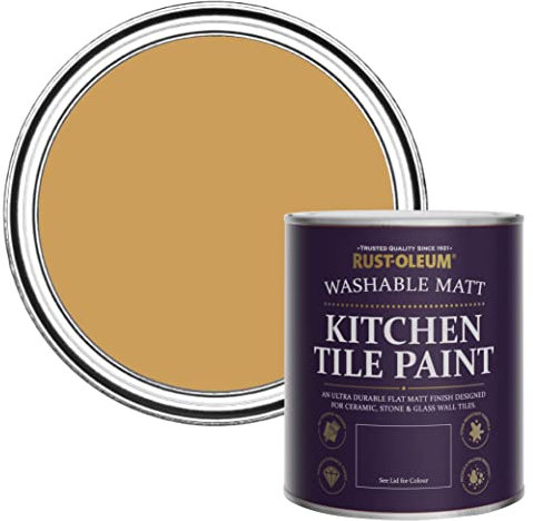 Rust-Oleum Yellow water resistant Kitchen Tile Paint in Matt Finish - Dijon 750ml