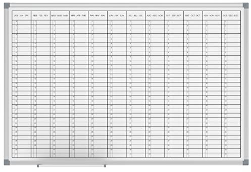 MAUL Jahresplaner weiß MAULstandard 60x90 cm magnetisch abwischbar | Ganzjahresüberblick, Monate flexibel planen, Änderungen schnell notieren, robuste Schreibfläche, Ablageschale griffbereit
