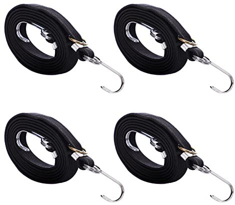 Elastisches Gepäckseil, Asudaro 2m Gepäckspanner mit Haken Spanngummis Extra Stark Gummi Gepäckspanne breit Gummizug Bungee Kabel für Car Caravan Trunks Camping-Wohnmobile Schwarz