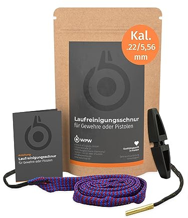 WPW Laufreinigungsschnur als Waffenreinigungsset & Laufreiniger für Pistole & Revolver, Kaliber .22, Kaliber 7,65 mm, Kaliber 9mm & Kaliber .357 Magnum, Kaliber .40, Kaliber .44 & Kaliber .45