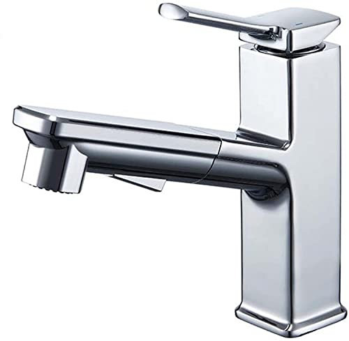 SXLSZ Wasserhahn mit Brause Waschtischarmatur mit Herausziehbarer Brause Wasserhahn Bad 2 Strahlarten Brause Wasserhahn Bad Armatur Chrom