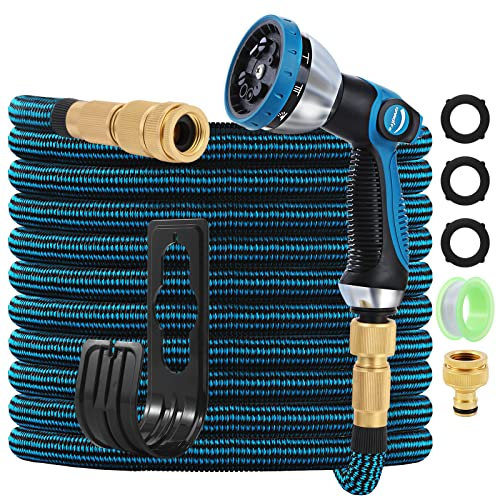 Gartenschlauch 100FT/30M,GARDIFE erweiterbarer Wasserschlauch mit 10-Funktionsschlauchdüse,Extra Festigkeit 3750D flexibler Schlauch mit 3/4 massiven Aluminiumzubehör für den Außenbereich