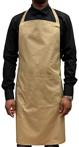 Italbangla Textile Delantal de cocinero unisex, resistente, cómodo con bolsillo frontal, lavable para cocina, bar, restaurante, carnicería y catering