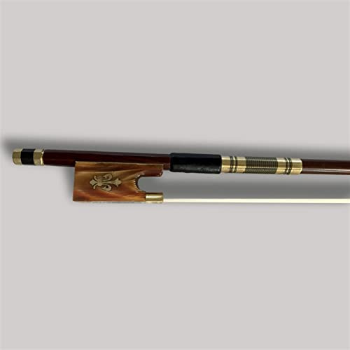 Geigenbogen Geige Bogen 4/4 Brasilien Holz Ebony Frosch Gefärbte Muschel Geschnitzte Blume Gold Violino Bogen Weißes Pferd Haare (Color : Golden color 44)