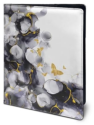 HUIACONG Gold ButterflyPadfolio/Resume Portfolio-Mappe, Tintenwäsche, Marmor-Druck, Interview/juristische Dokumente, Organizer & Visitenkartenhalter