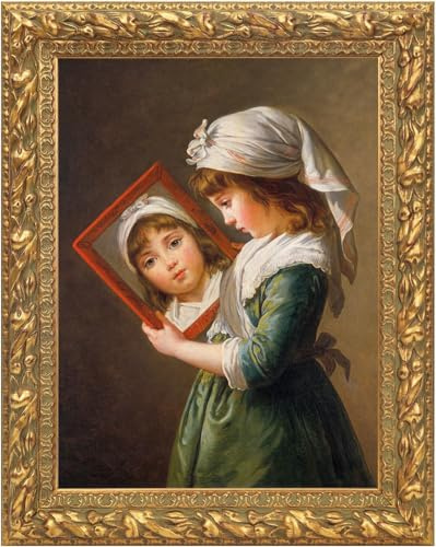 FOLKOR Wood Canvas Frame for 5x7 Oil Paintings, 2” Wide Finished 5x7 Gold Ornate Frame for Wall Art Prints, Vintage Painting Frame for Home Office Decor, No Back & Cover (Gold)