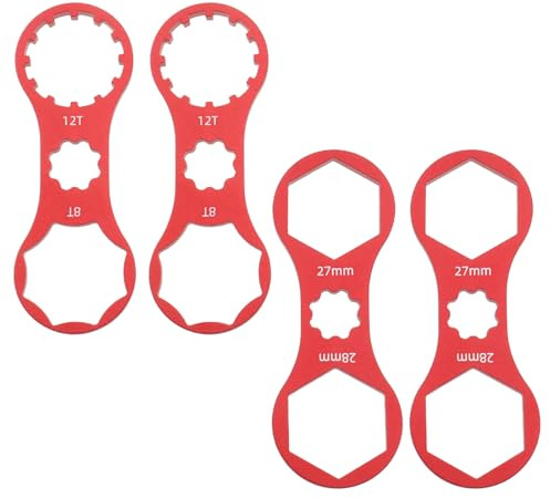 LT Easiyl Fahrrad-Vorderradgabel-Reparaturwerkzeug, Doppelkopf-Gabelkappenschlüssel, geeignet für XCR/XCM/XCT/RST Mountainbikes/Rennräder, Vorderkappe, Rot, 4 Stück