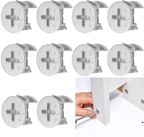 Uskerb 10PCS Durable Cam Lock Set for Drawers & Wardrobes – Anti-Corrosion, Secure Furniture Connector White