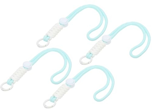 PATIKIL Paracord Schlüsselband, 4 Stück Handy Schlüsselband Seil Handgelenk Lanyards Geflochtener Riemen mit Karabinerhaken zum Aufhängen von Schlüsseln, Cyan, Weiß