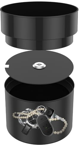 Flower Pot Diversion Safe with 2 Key Lock & Money Bag, 2 Layer Decorative Secret Hidden Safe Lock Box, Metal Secret Flower Pot for Hiding Cash Jewelry Keys Rings Watches(black)