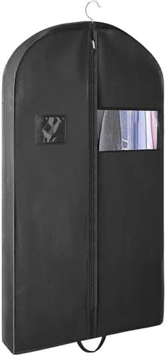 Kleidersack,Anzugtaschen für die Aufbewahrung im Kleiderschrank und für Reisen, Hängende Kleidersäcke mit Seitenfalten, Anzugtaschen mit transparentem Fenster für Mäntel, Jacken und Hemden(109x60cm)