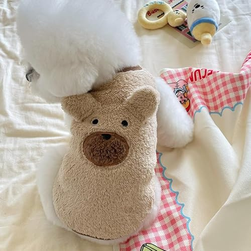 Fnaobai Pull pour chien pour chiens de petite et moyenne taille et chats - Pull en polaire douillet pour l'hiver - Manteau peluche ours pour chiot - Vêtement chaud pour temps froid (Beige, L)