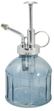 temonto Pflanzensprüher, 200ml, Zerstäuber, Sprühflasche zur Pflanzenpflege, Glas, Vintage-Design in Blautönen (mittelblau)