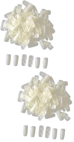 Healeved 200piezas Caja Puntas Postizas Para Manicura Profesional Práctica De Uñas Para Salones y Uso Personal Color Beige Para Exhibición De Arte Uñas