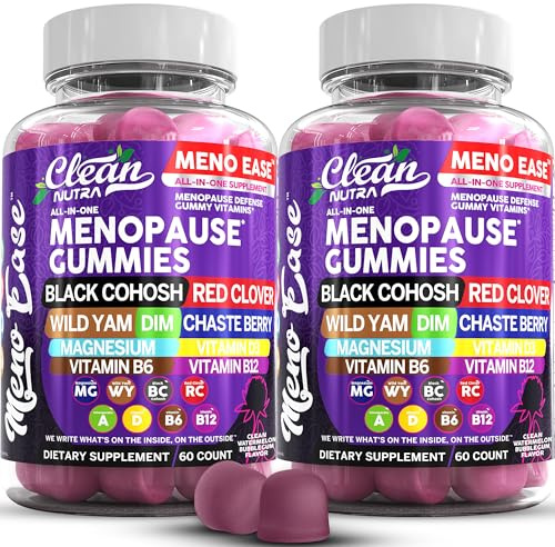 Menopause Supplement For Women Gummies with Black Cohosh, Wild Yam Magnesium, Red Clover For Menopause Relief Hormone Balance Night Sweats Mood Plus Bergamot, Vitamin D3, Vitamin B12, Vitamin B6 Clean