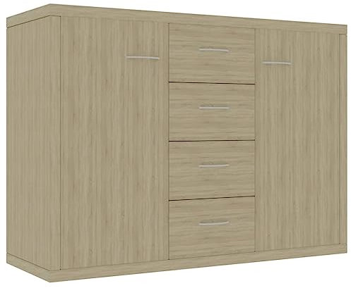 Hovothy Beistellschrank Aufbewahrungsschrank Sideboard Couchtisch Moderne Mehrzweckschrank Kompakte Schrank Interieur Möbel Schubladenkommode Stilvolle und Praktische Design Sonoma-Eiche 88x30x65 cm