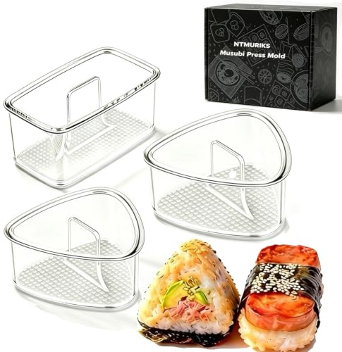 3PCS Clear Large Onigiri mold,Triangle Rice press Molds for Sushi, Musubi & Rice Balls – Non-Stick,BPA-Free,Hawaiian Musubi Maker, Sushi Mold for Bento Boxes and Lunches