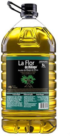 Aceite de Orujo de Oliva La Flor de Málaga - Garrafa PET 5L con Asa Negra | Ideal para Cocina a Altas Temperaturas | Máximo Rendimiento sin Perder Calidad (2 Garrafas 5L).