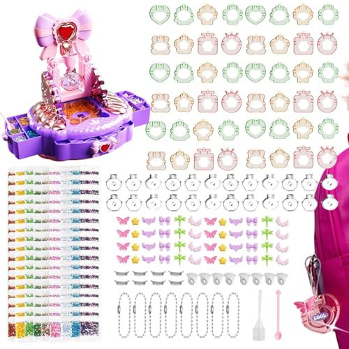 Generisch Taschen Charm Kit Für Kinder - Handgefertigtes Schmuck Bastelset - Schlüsselanhänger Kreativset Für Kinder Ab 4 Jahren Mit Quicksand Zubehör
