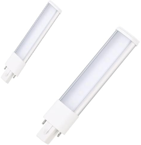 ShiMogic 2pcs 3W 4W LED G23 2-Pin Base 4000K Natural White CFL PL-S 5W 7W 9W 13W Replacement Horizontal Retrofit Plug-in Ceiling Desk PL Lamp Bulb (7W)