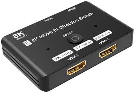 8K HDMI 2.1 Switch Splitter 2 in 1 Out Bi-Directional Switcher Unterstützt 4K@120Hz 8K@60Hz Aluminium HDMI-Schalter für PS5 Xbox