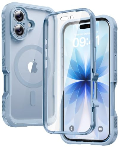 Diaclara Magnetic for iPhone 17 Case with Screen Protection, Light Blue | Fit for MagSafe, Built‑in Anti‑Scratch Touch‑Sensitive Screen Protector, 360° Dual‑Layer Rugged, Mil‑Grade Drop Protection