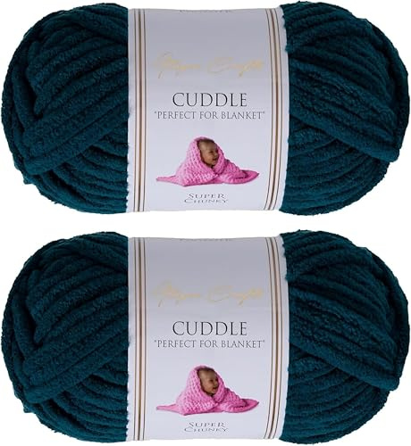 Utopia Crafts Cuddle Super Chunky Chenille Soft Yarn for Knitting and Crochet, 2x 100g - 60m (Emerald Green)